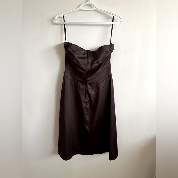 RW&CO Brown Strapless Satin Dress Size 4 - Picture 3 of 5